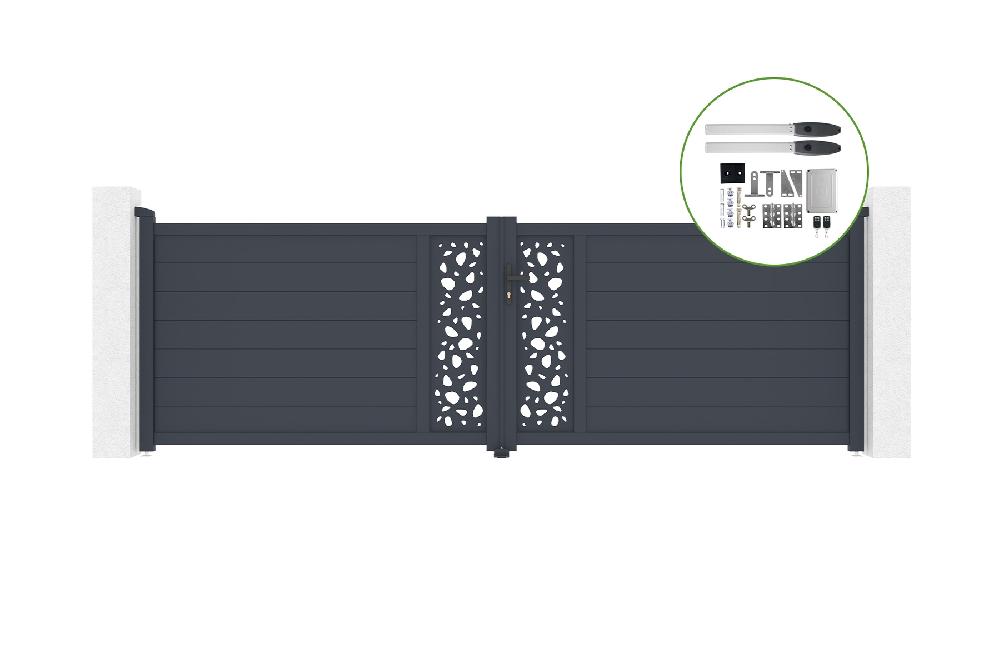 Portón abatible 4m SUNNY H.120cm aluminio + motorización HICKER B200