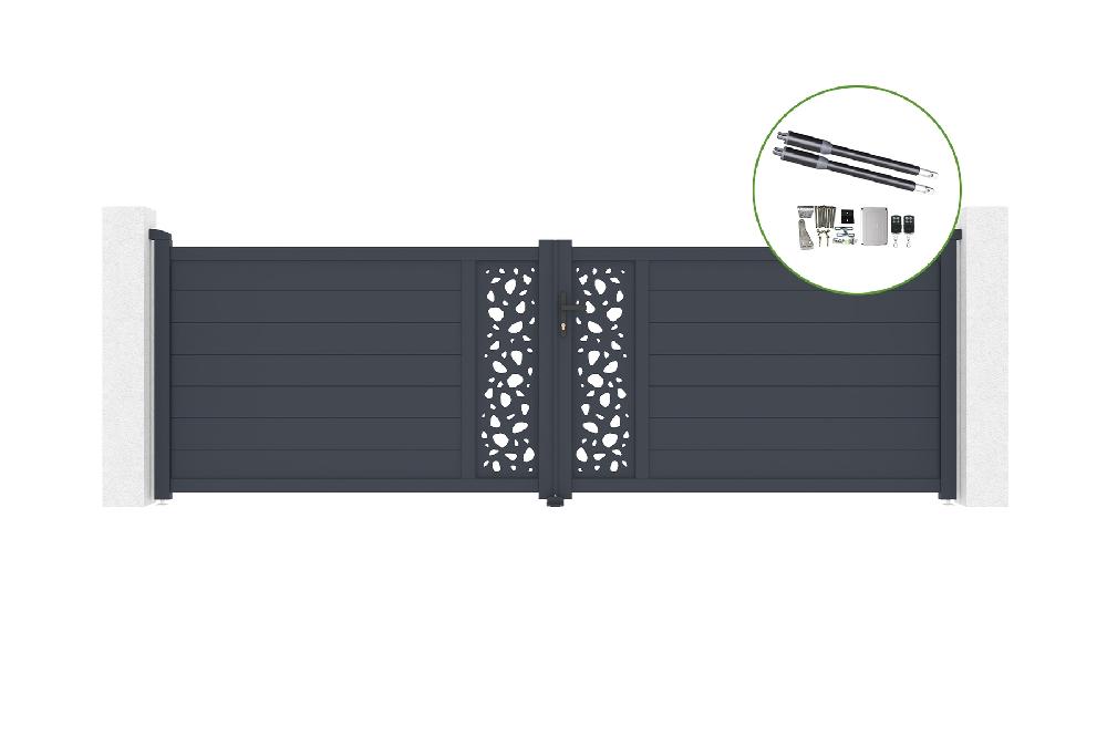 Portón abatible 4m SUNNY H.120cm aluminio + motorización RANGER B150