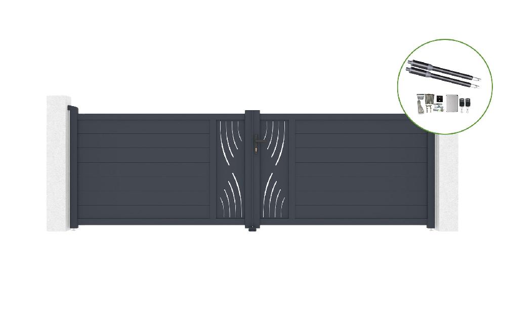 Portón abatible 4m VELETA H.120cm aluminio + motorización RANGER B150