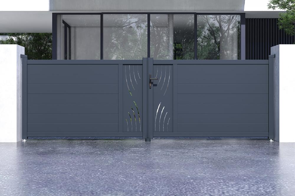 Portón Abatible 4m VELETA H.120cm Aluminio + Motorización HICKER B200