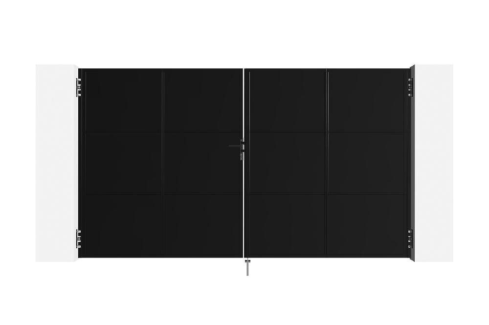 Portón Abatible De Acero 3 5m NALI 350B200 NEGRO MATE