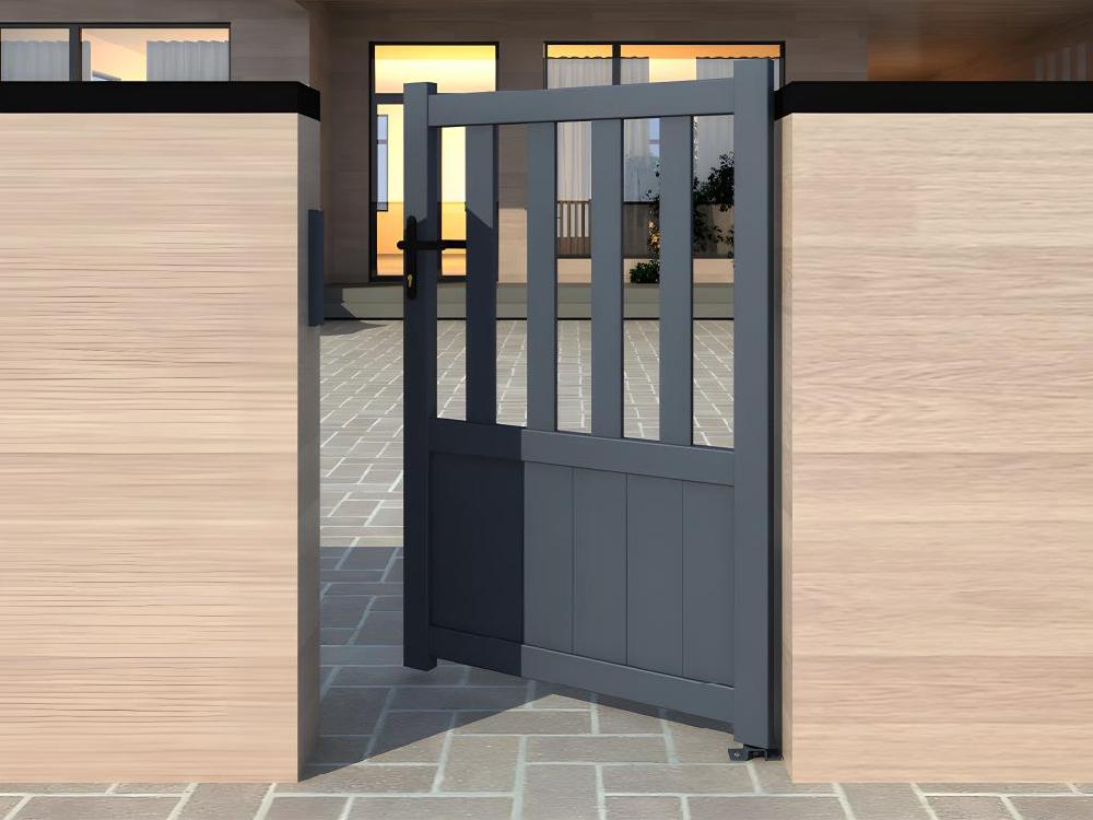 Portón batiente de aluminio calado Ancho 100 x Alt. 140 cm antracita TARNOS II