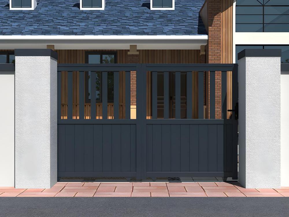 Portón corredero aluminio calado Ancho 343 x Alt. 149 cm antracita TARNOS II