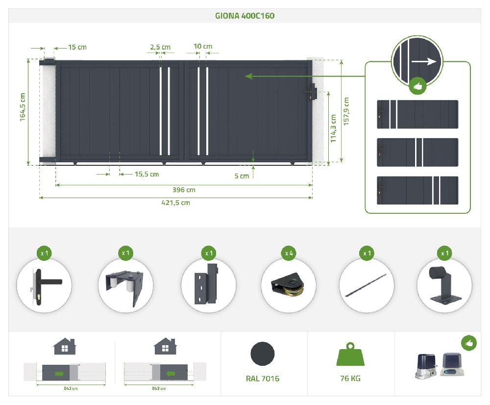 Portón Corredero Eléctrico 4x1 6m GIONA + Motorización TANKER C600