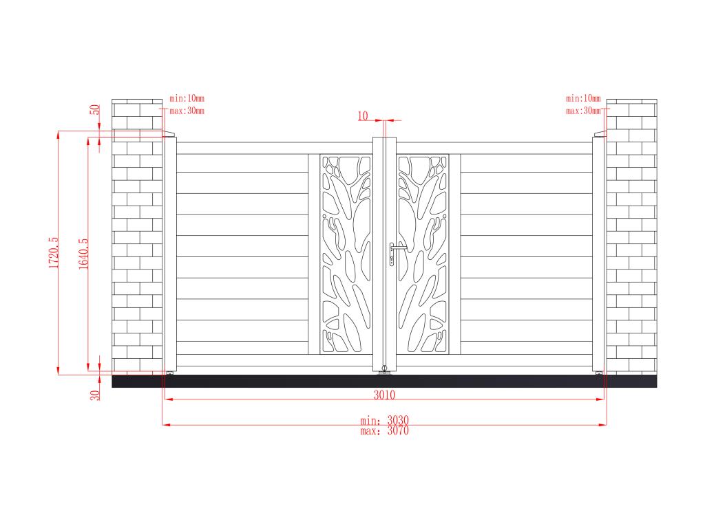 Portón De Aluminio Ancho 300 X Alt. 164 Cm Antracita LABRIT II