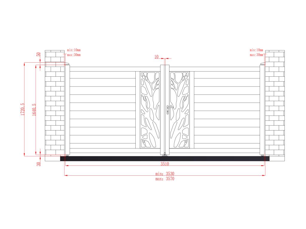 Portón De Aluminio Ancho 350 X Alt. 164 Cm Antracita LABRIT II