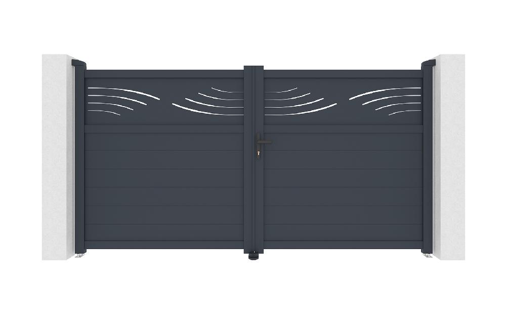 Portón Eléctrico Abatible 3m HALTI 300B140 GRIS + Motor Brazo B500