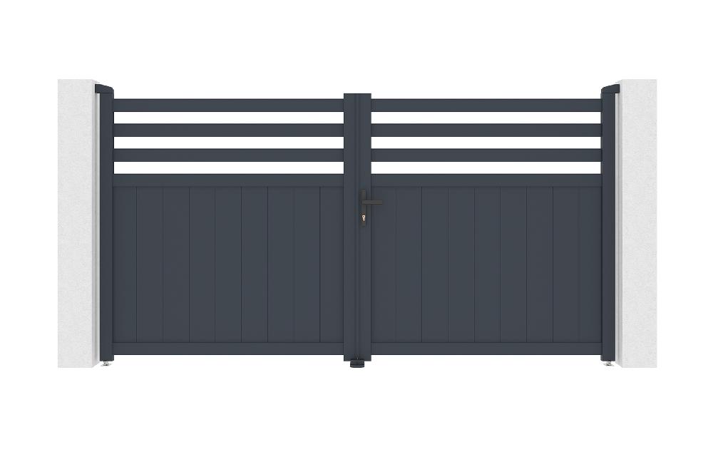 Portón Eléctrico Abatible 3m NEVIS 300B160 GRIS + Motor Con Brazo B500