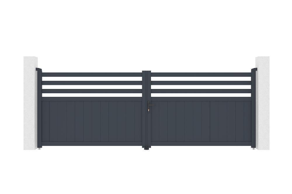 Portón Eléctrico Abatible 4m NEVIS 400B140 GRIS + Motor Con Brazo B500