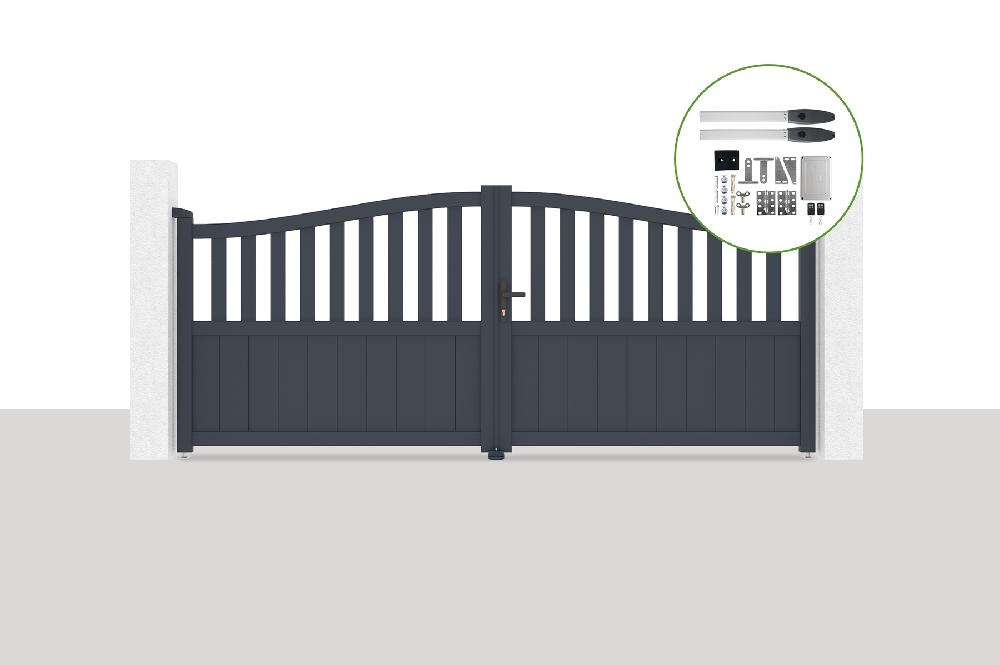 Portón eléctrico batiente 3 4x1 4m MEIJE + HICKER B200 motorización