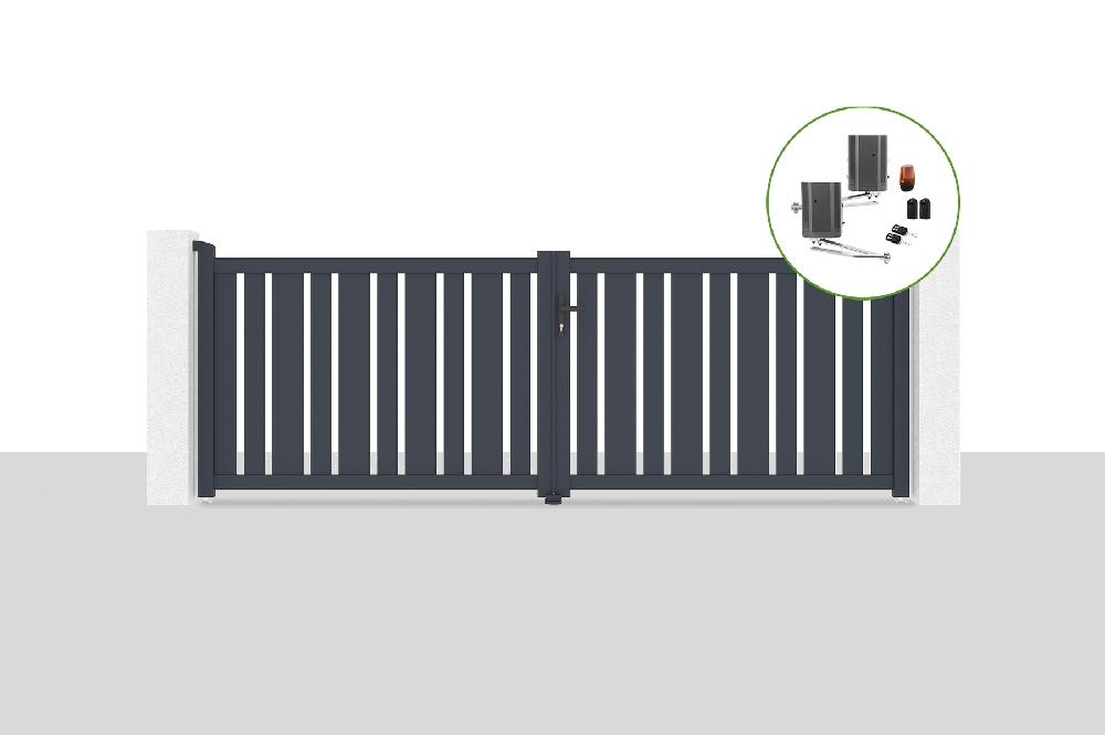 Portón eléctrico batiente 3 5x1 2m VEYMONT + BUNKER B500 motorización