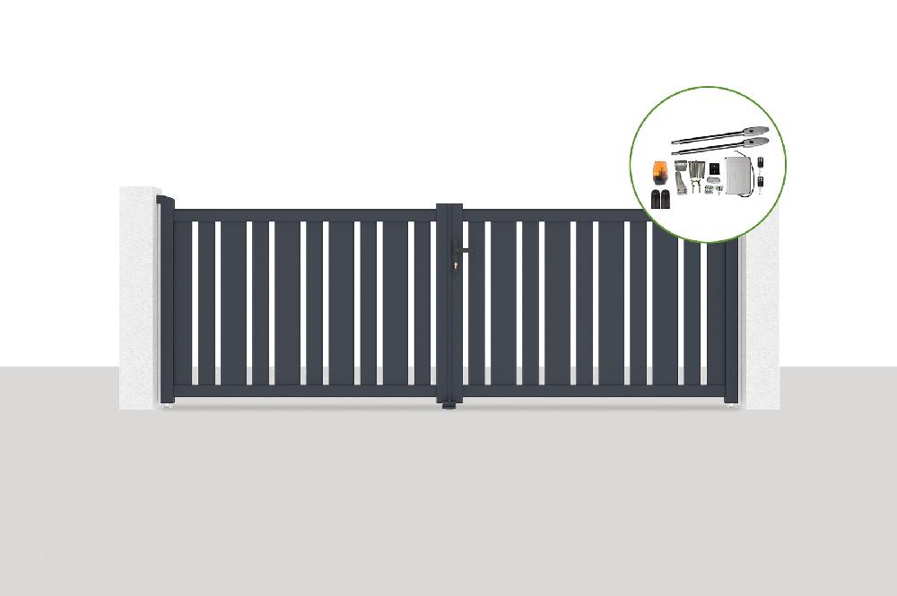 Portón eléctrico batiente 3 5x1 2m VEYMONT + motorización TANker B250