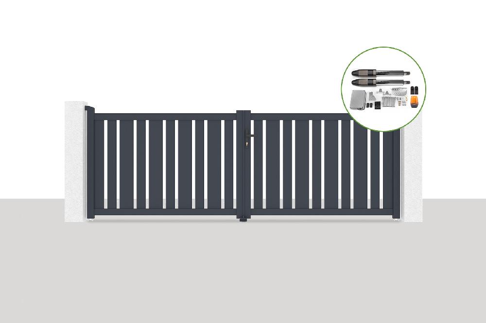 Portón eléctrico batiente 3 5x1 2m VEYMONT + motorización TANker B700