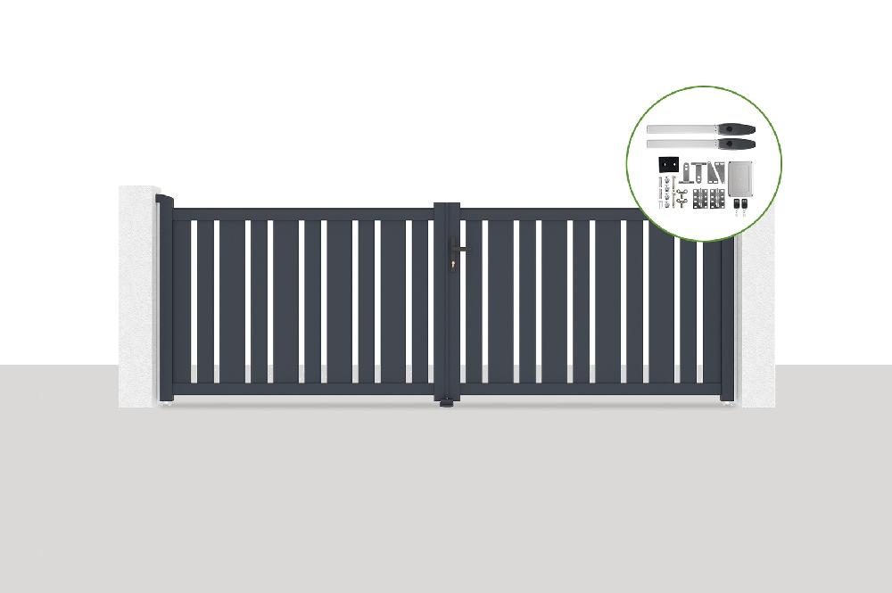 Portón eléctrico batiente 3 5x1 2m VEYMONT + motorización HICKER B200