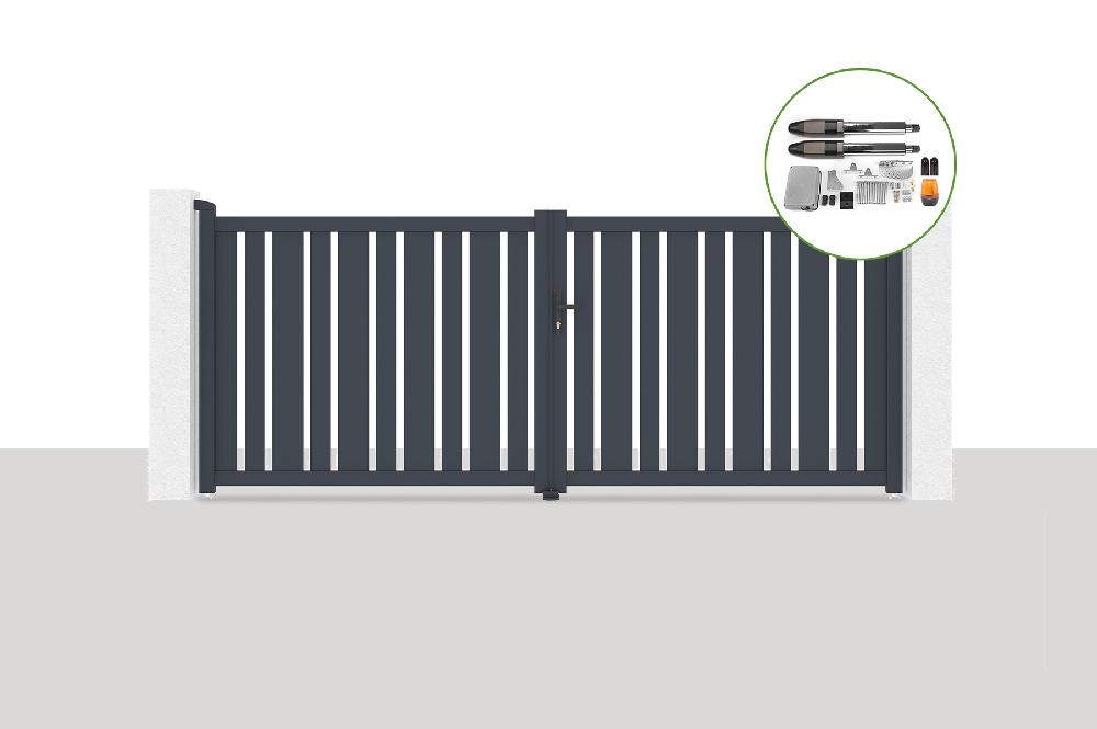 Portón eléctrico batiente 3 5x1 4m VEYMONT + motorización TANker B700