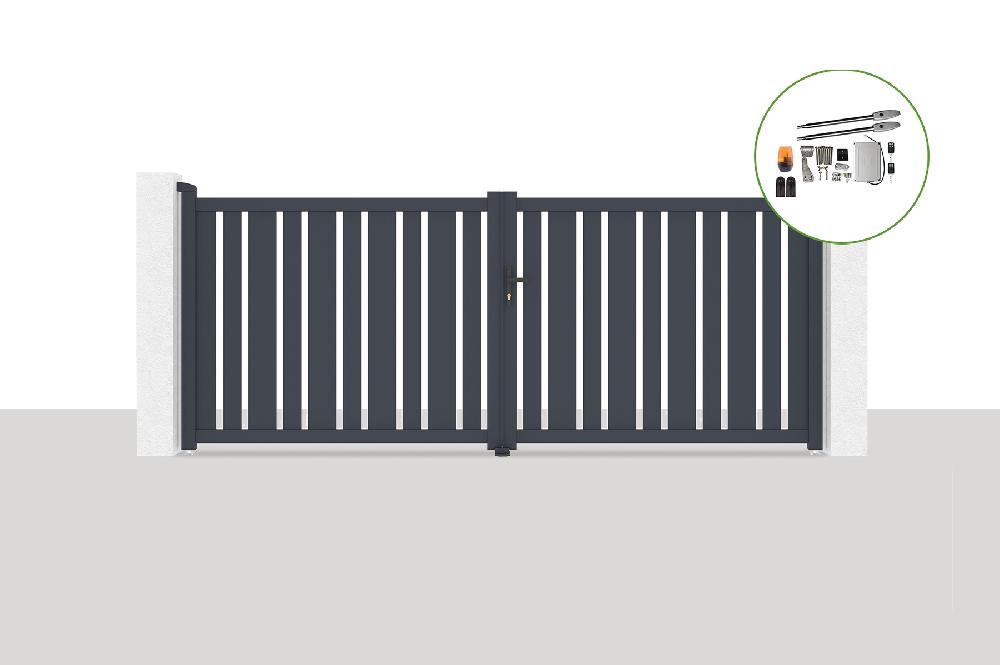 Portón eléctrico batiente 3 5x1 4m VEYMONT + RANGER B150 motorización