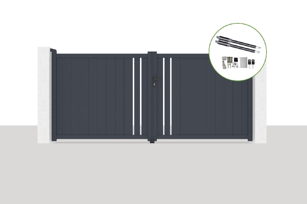 Portón eléctrico batiente 3 5x1 6m GIONA + RANGER B150 motorización