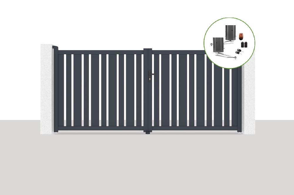 Portón eléctrico batiente 3 5x1 6m VEYMONT + BUNKER B500 motorización