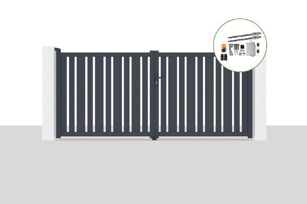 Portón eléctrico batiente 3 5x1 6m VEYMONT + motorización TANker B250