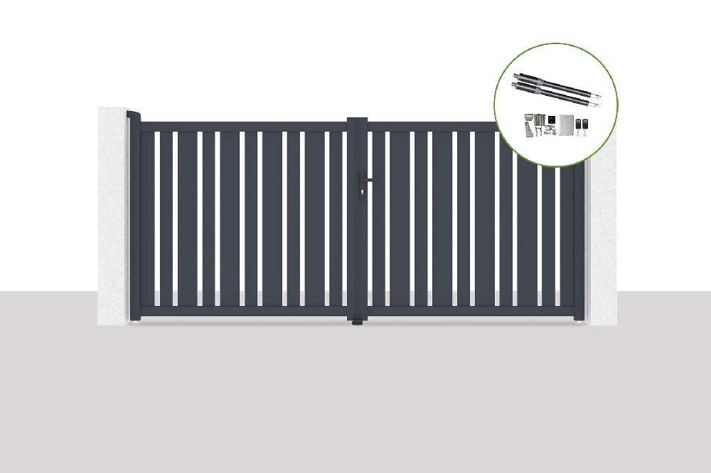 Portón eléctrico batiente 3 5x1 6m VEYMONT + RANGER B150 motorización