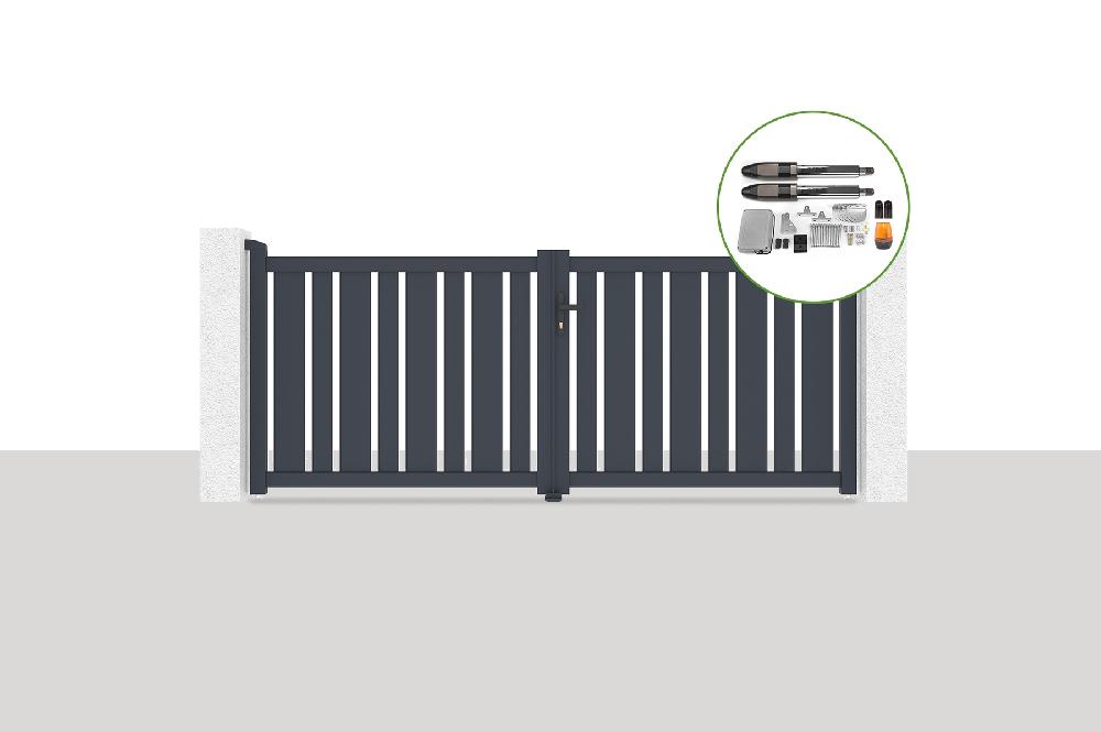 Portón eléctrico batiente 3x1 2m VEYMONT + motorización TANKER B700