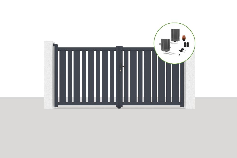 Portón eléctrico batiente 3x1 4m VEYMONT + BUNKER B500 motorización