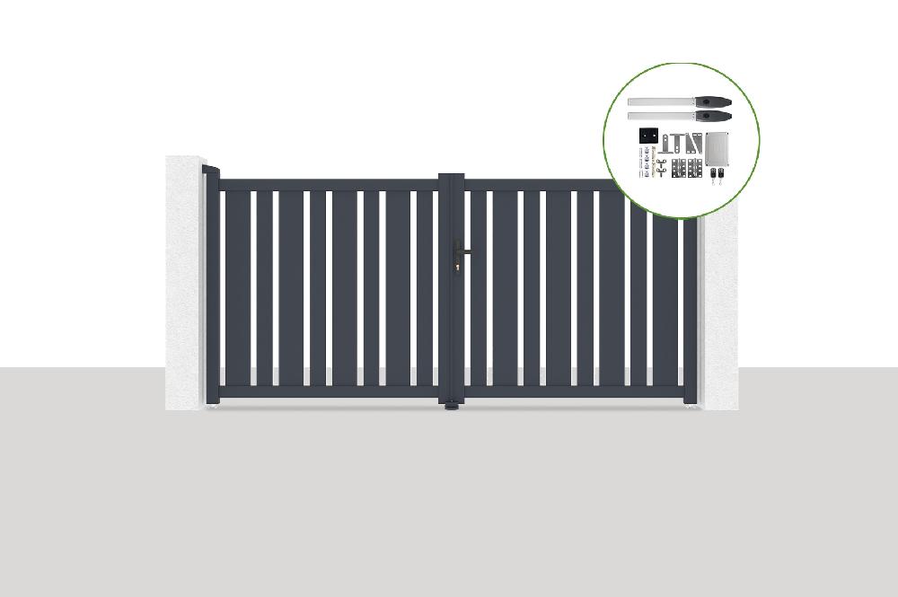 Portón eléctrico batiente 3x1 4m VEYMONT + motorización HICKER B200