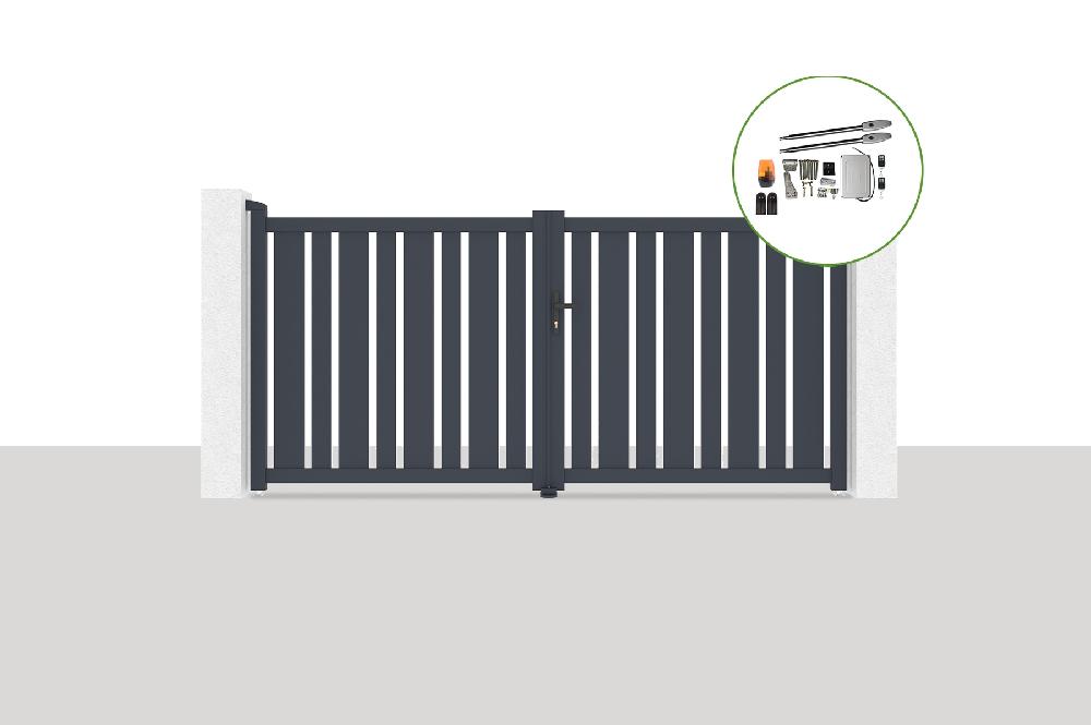 Portón eléctrico batiente 3x1 4m VEYMONT + motorización TANKER B250