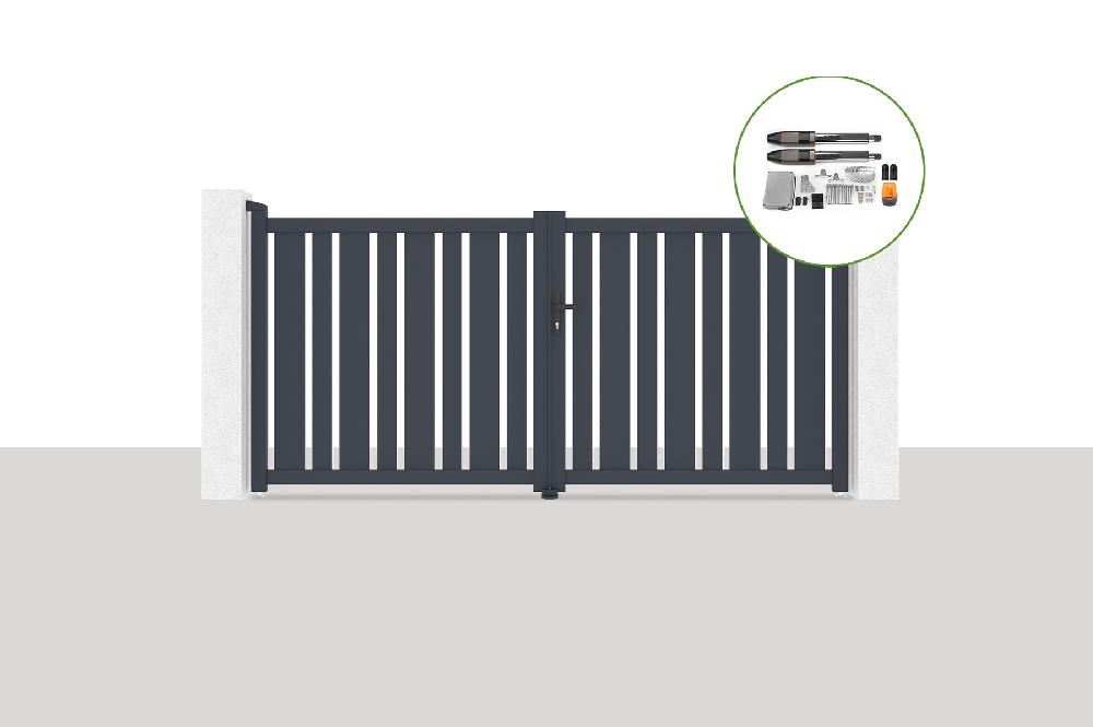 Portón eléctrico batiente 3x1 4m VEYMONT + motorización TANKER B700