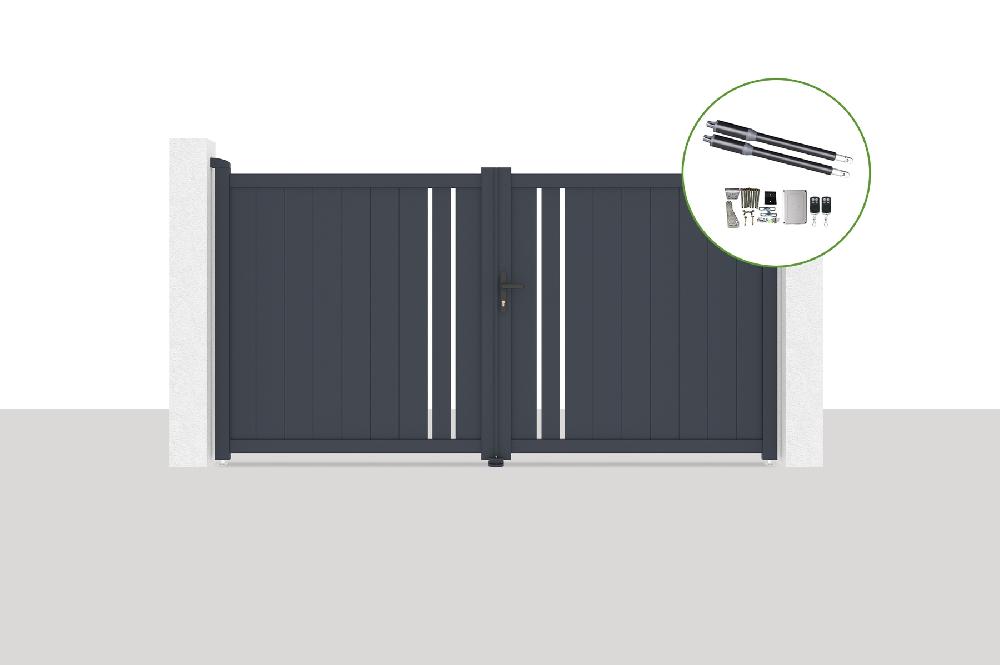 Portón eléctrico batiente 3x1 6m GIONA + RANGER B150 motorización