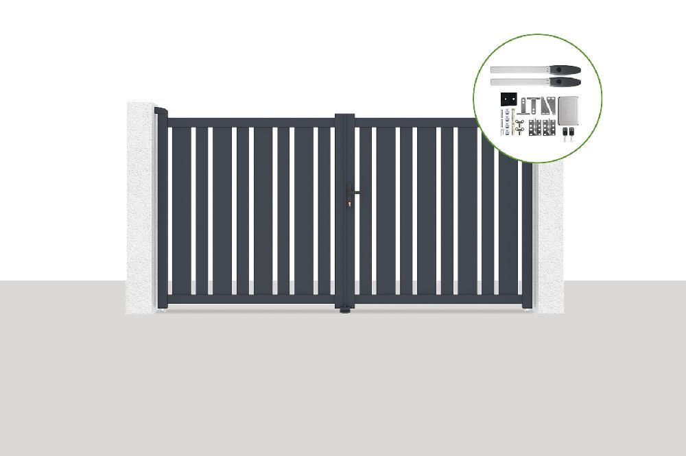 Portón eléctrico batiente 3x1 6m VEYMONT + HICKER B200 motorización