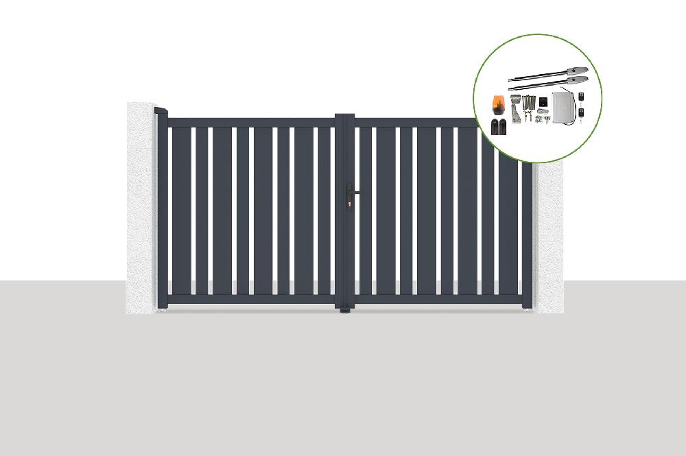 Portón eléctrico batiente 3x1 6m VEYMONT + motorización TANKER B250