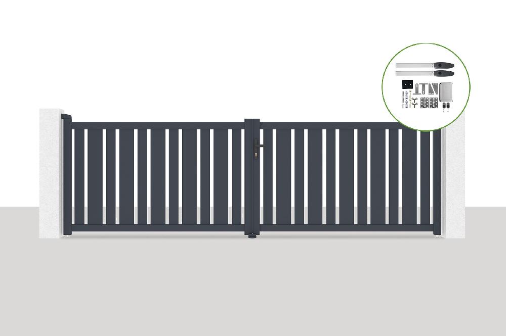 Portón eléctrico batiente 4x1 2m VEYMONT + motorización HICKER B200