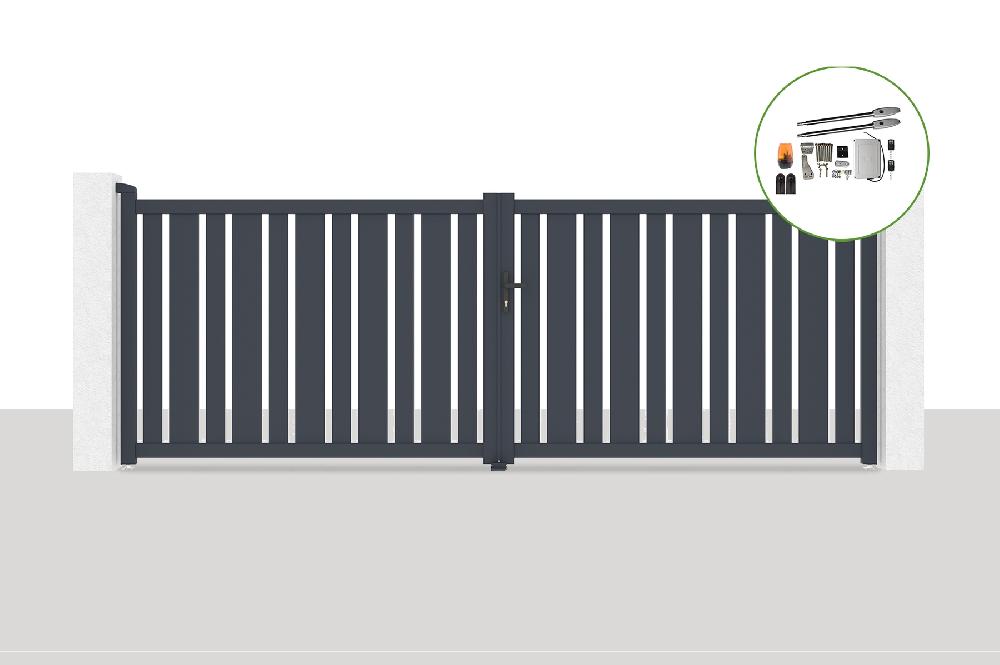 Portón eléctrico batiente 4x1 4m VEYMONT + motorización TANKER B250