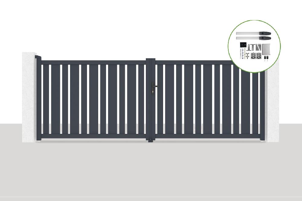 Portón eléctrico batiente 4x1 4m VEYMONT + motorización HICKER B200