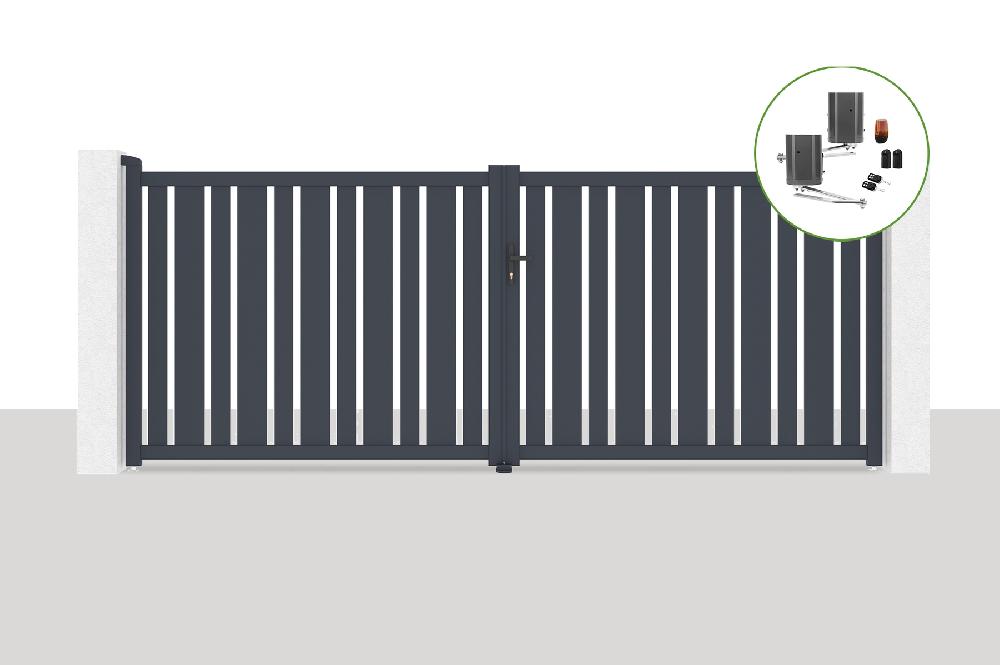 Portón eléctrico batiente 4x1 6m VEYMONT + BUNKER B500 motorización
