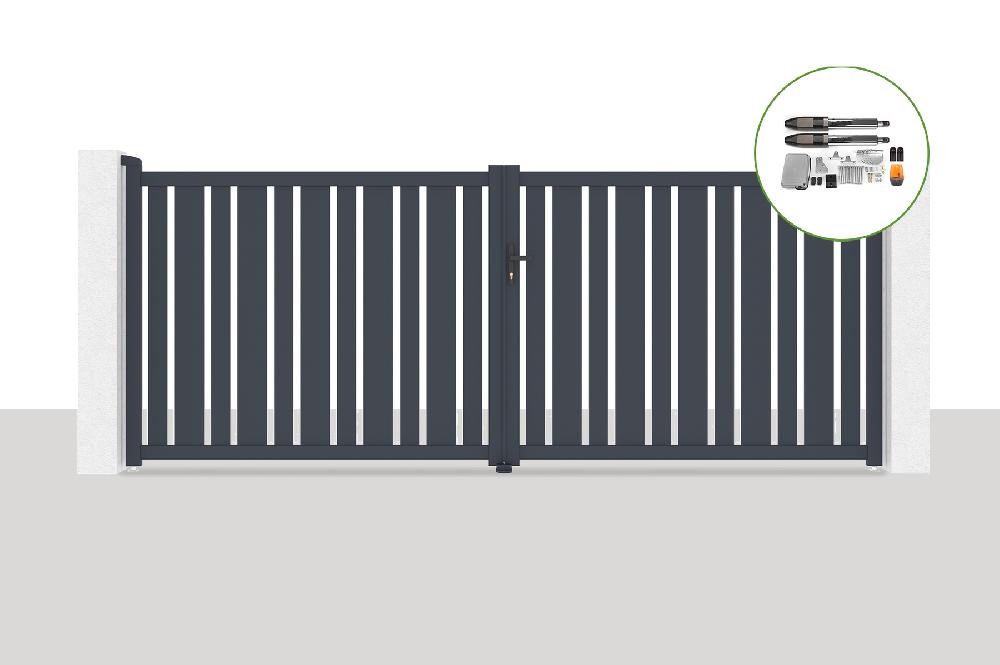 Portón eléctrico batiente 4x1 6m VEYMONT + motorización TANKER B700