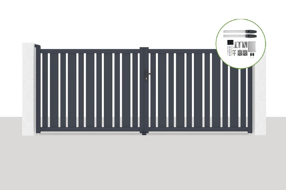 Portón eléctrico batiente 4x1 6m VEYMONT + motorización HICKER B200