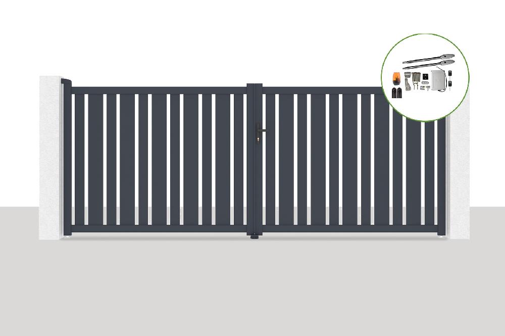 Portón eléctrico batiente 4x1 6m VEYMONT + motorización TANKER B250