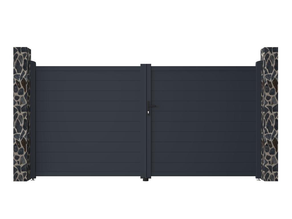 Portón Motorizado De Aluminio Color Antracita NAZARIO - Ancho 350 X Alt. 173 Cm + Motor RIVE