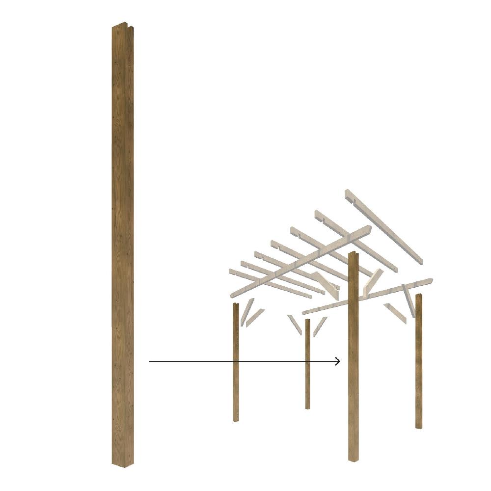 Poste de madera maciza 9x9x240 cm para pérgola