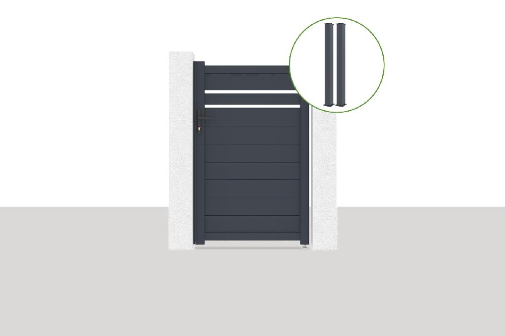 Puerta 1m CIMONE H.1 6m gris + 2 postes EIFEL H.190cm Gris