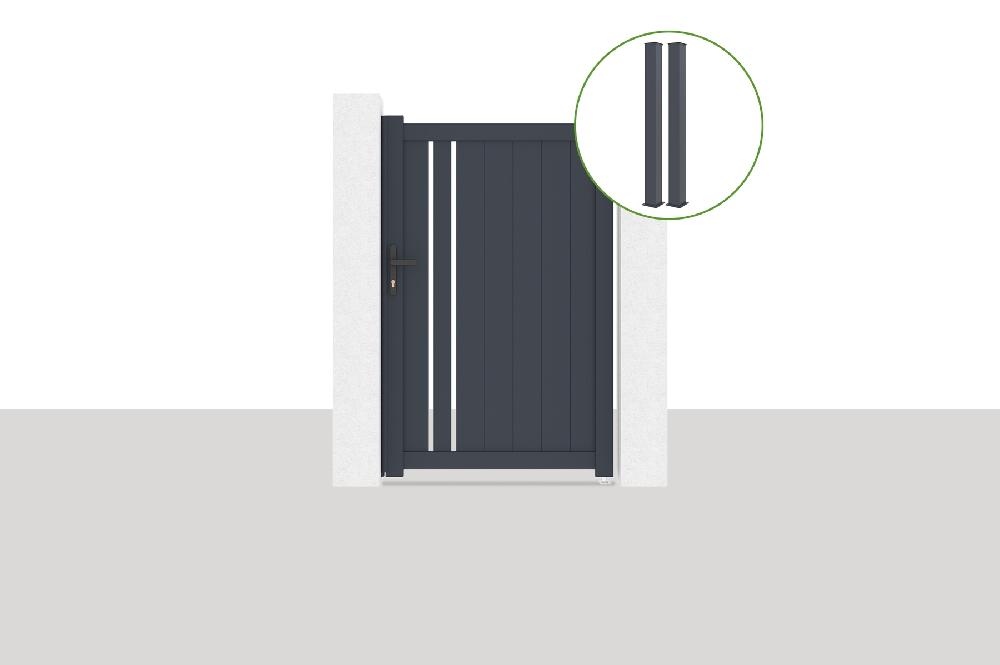 Puerta 1m GIONA H.1 6m + 2 postes EIFEL H.190cm Gris