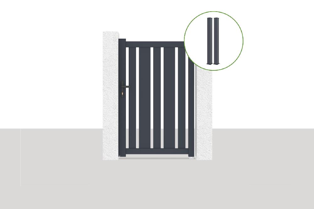 Puerta 1m VEYMONT H.1 6m gris + 2 postes EIFEL H.190cm Gris