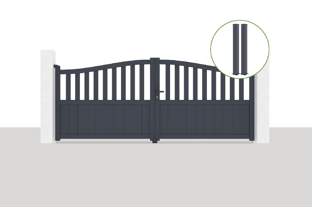 Puerta abatible 3 4x1 4m MEIJE + 2 postes EIFEL Al.166cm Gris