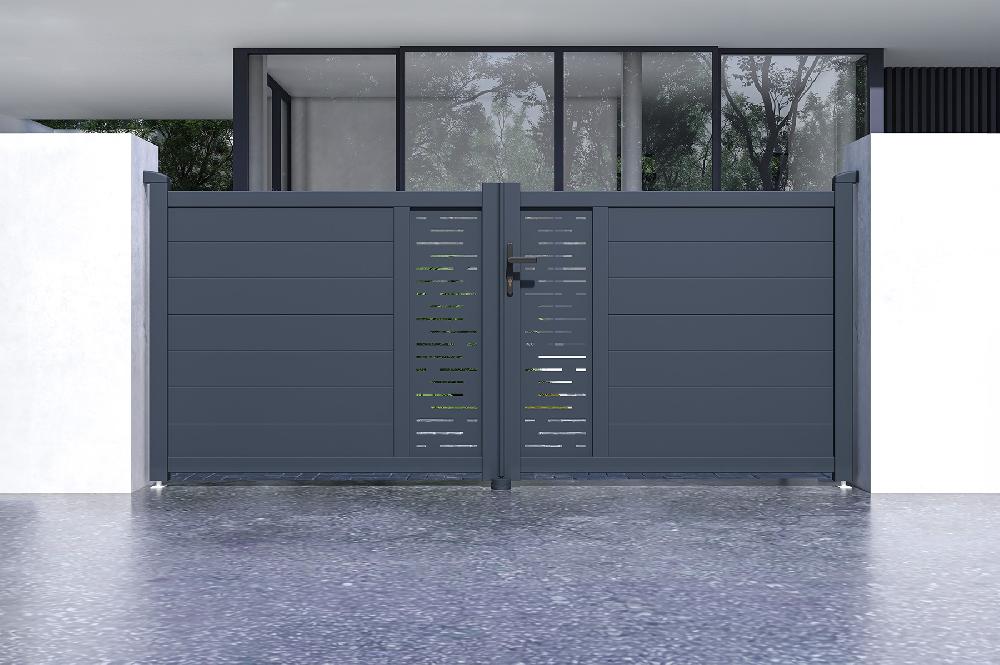 Puerta Abatible 3 5m ARLBERG H.120 Aluminio Gris