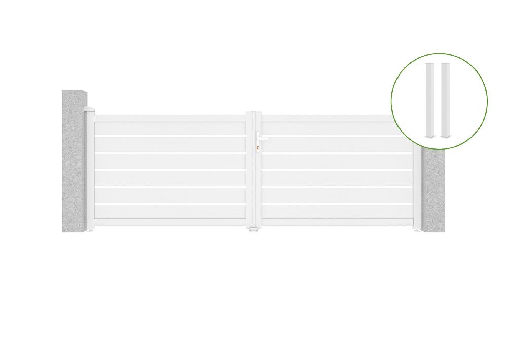 Puerta abatible 3 5m VOGEL Al.120cm aluminio blanco + 2 postes 15x15cm Al.166cm