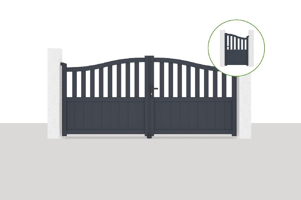 Puerta abatible 3x1 4m MEIJE + Puerta 1m MEIJE H.1 4m gris