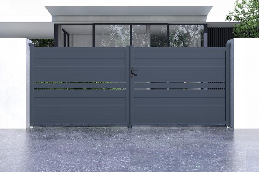 Puerta abatible 4m CIMONE H.160 aluminio gris