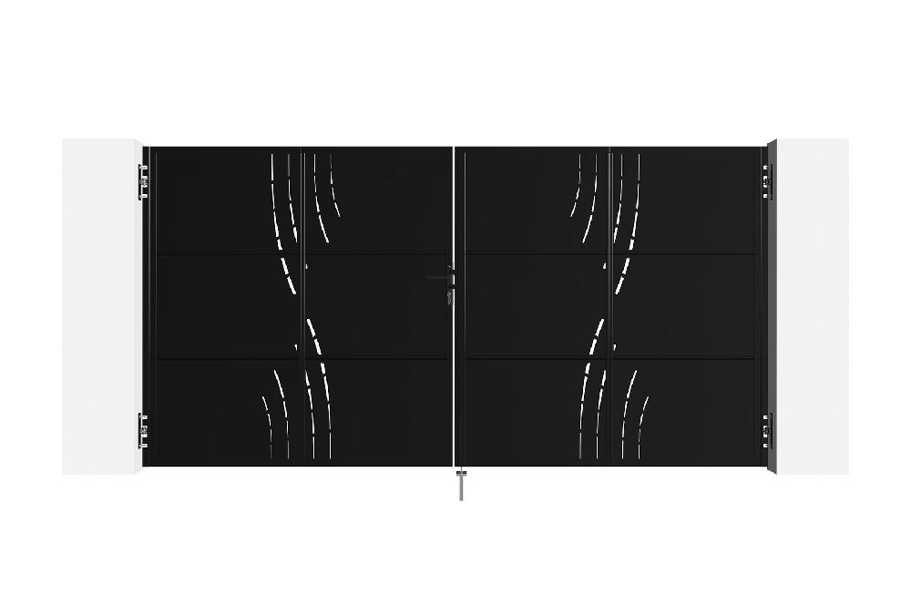 Puerta Abatible De Acero 3 5x1 8m NALI VELETA NEGRO MATE